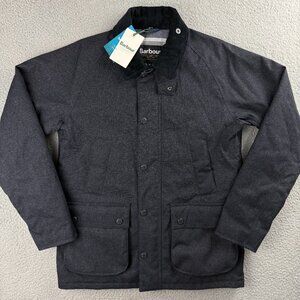 Barbour Jacket Men Medium Navy Blue Winter Bedale Waterproof Padded Quilted Coat